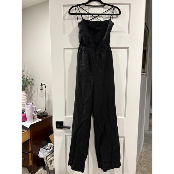 En Saison Pants - NWT En Saison Benita Black Jumpsuit Size XS Lace Up Back Anthropologie